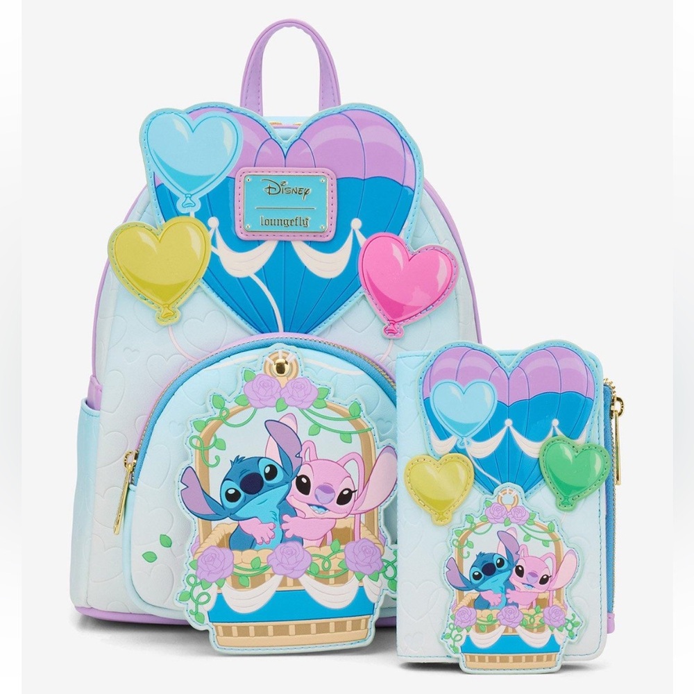 Loungefly  NWT  Lilo & Stitch
Angel & Stitch Hot Air Balloon backpack w/ wallet